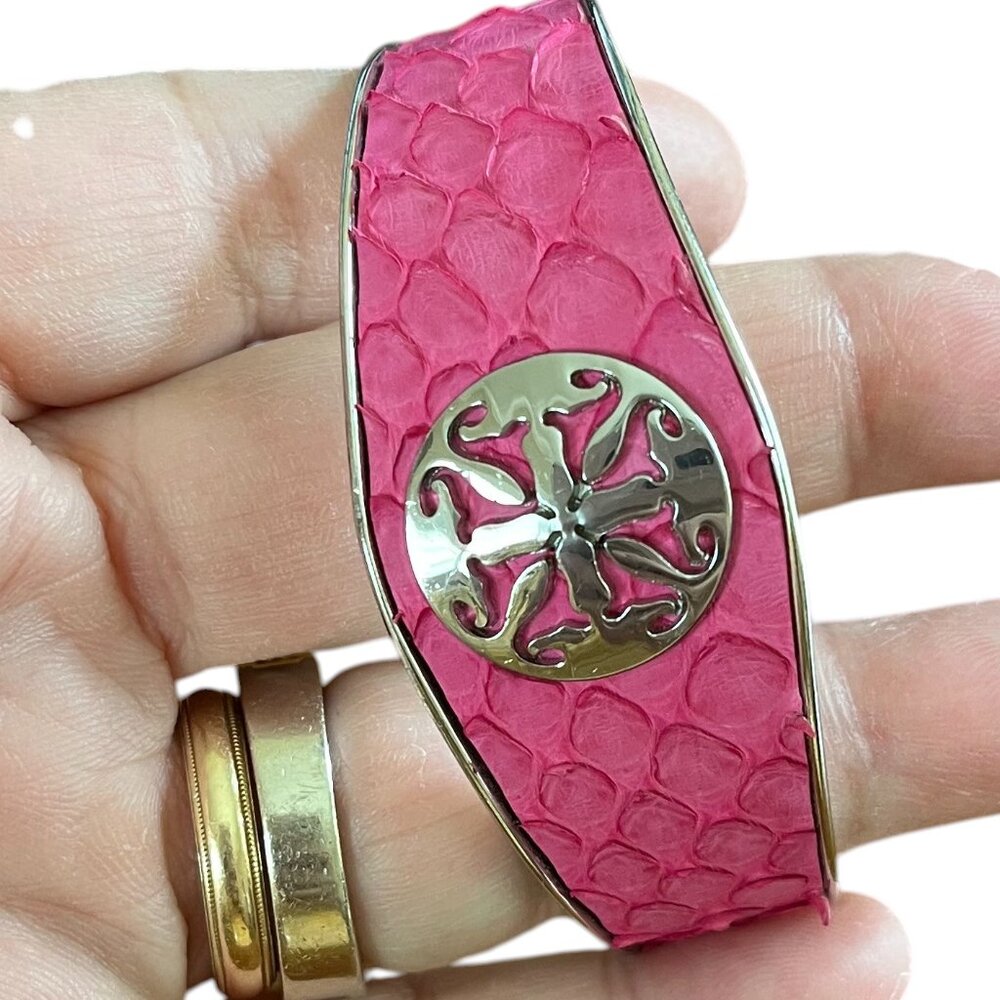 Rustic Cuff NEW Monique Python Side Cut Hot Pink Silver Cuff